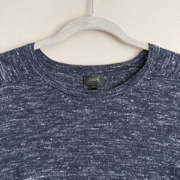 J Crew Sweater Mens Medium Blue Linen Cotton Lightweight Crew Neck Pullover - Picture 2 of 9